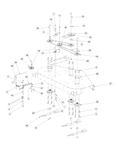 Fabricated Deck Spindle Assembly 60-Inch Diagram and Parts List for M60-CT 53AB5JEX750-28-HP-3Cylinder-OHV Cub Cadet Lawn Tractor